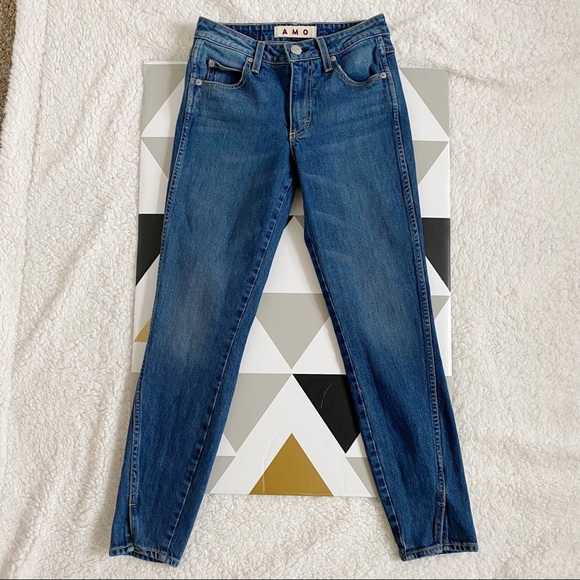 AMO Twist Slim Fit Split Cuff Jeans in Dark Vintage 24 - Picture 4 of 10